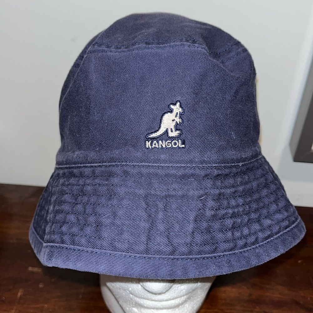 Kangol Tropic Bin Bucket Hat Summer Camping Fishing Beach Cap Blue Cotton Large